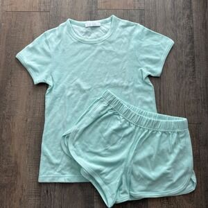 New LAKE Pajamas Women XS Mint Green Terry Cloth Tee and Shorts Set Loungewear